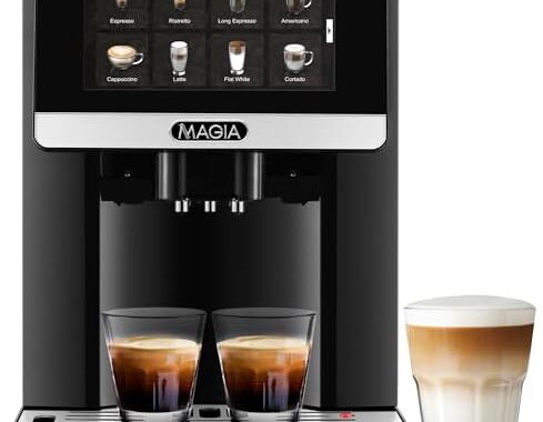 Zulay Magia Super Automatic Espresso Maker Machine with Grinder – 19 Fully Customizable Coffee Options, Auto Cleaning, Milk Foam System – for Latte, Cappuccino- Prime – Silver (13.8x18x9.4)