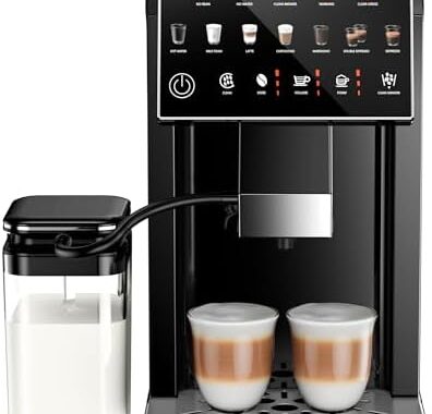 EUHOMY Automatic Espresso Machine with Built-in Grinder and Milk Frother