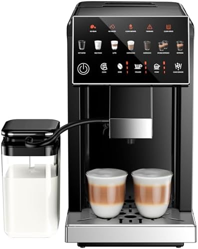 EUHOMY Automatic Espresso Machine with Built-in Grinder and Milk Frother